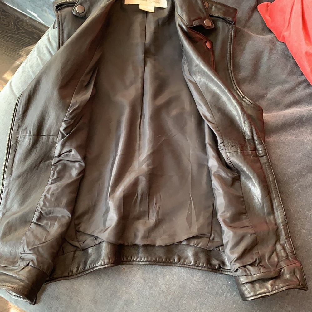 Treasure and Bond: Black Leather Moto Vest - Picture 4 of 6